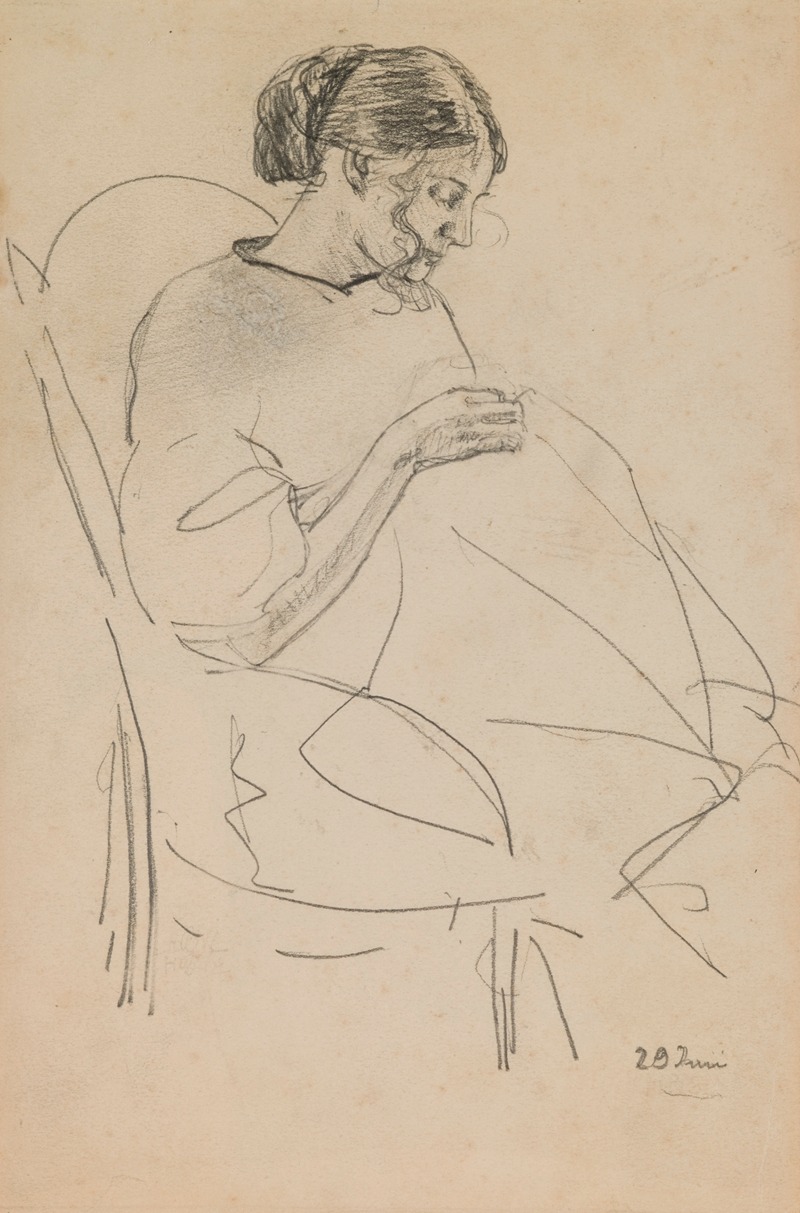 Study of a Woman Sewing — Max Beckmann