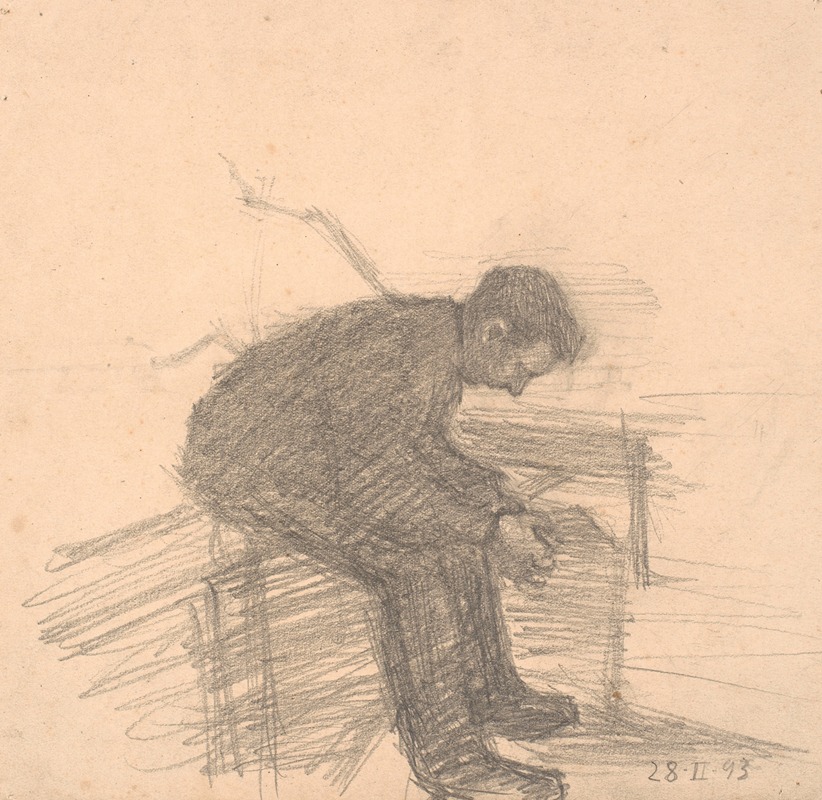 Siddende mand med foldede hænder by Нильс Бьерре, 1893 — digital art print download