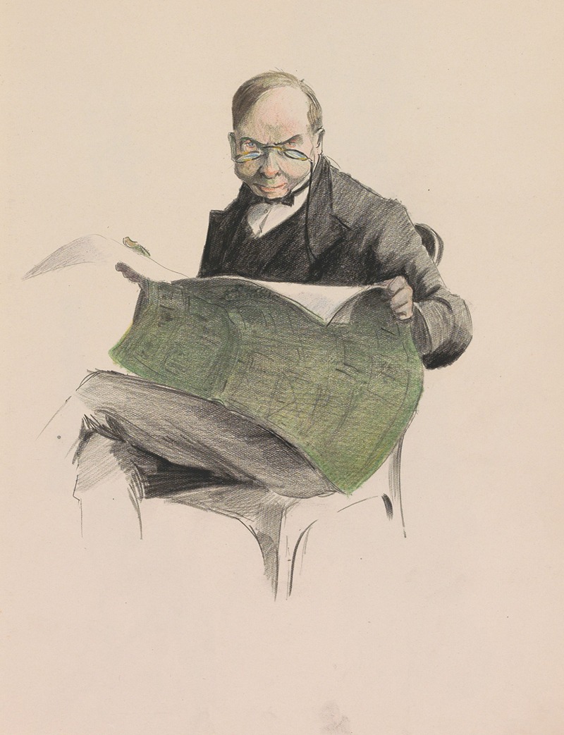 Man reading newspaper in a chair — Otto Verhagen