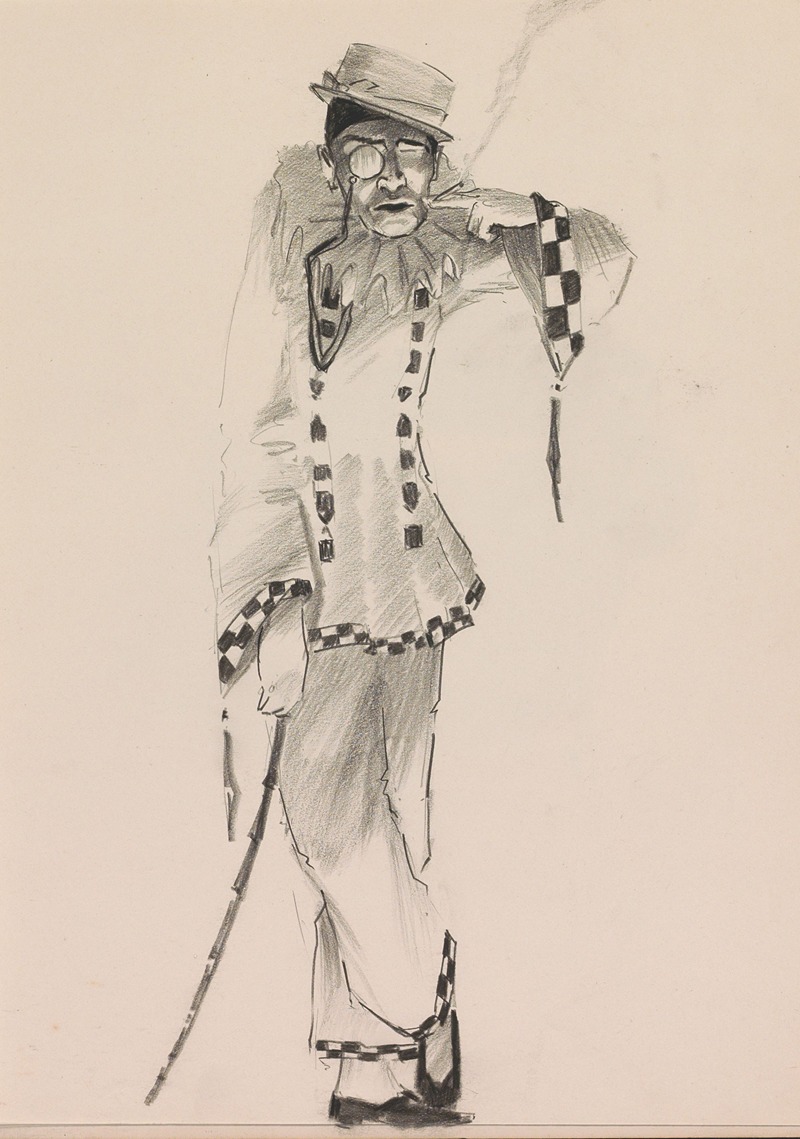 Pierrot with a monocle by Otto Verhagen, 1917-1919 — digital art print download