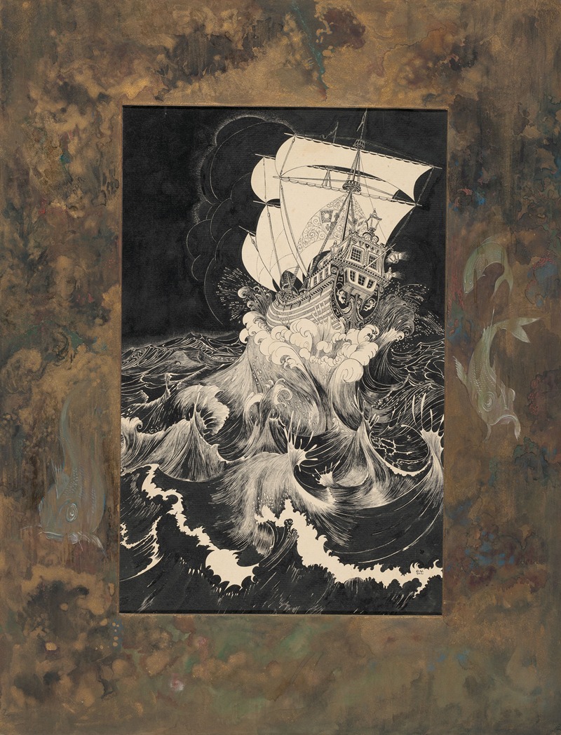 Sailing ship at sea by Otto Verhagen, 1922 — digital art print download