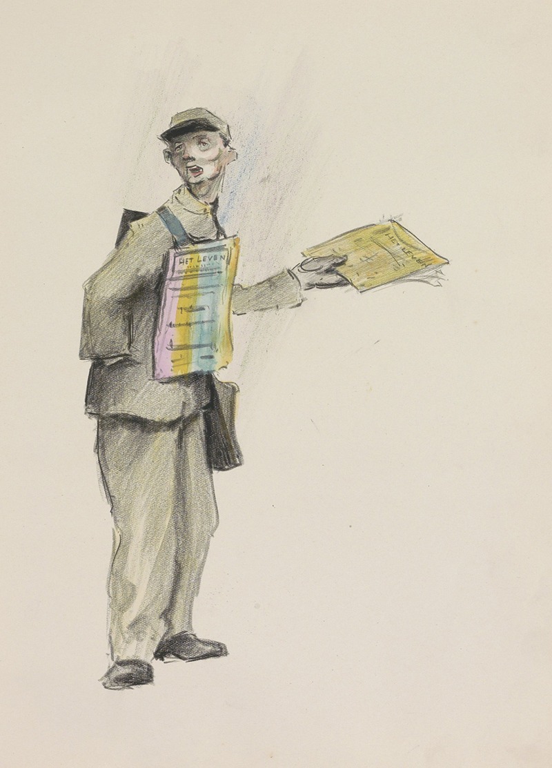 Verkoper van Amsterdams weekblad 'Het Leven' by Otto Verhagen, 1917-1919 — digital art print download