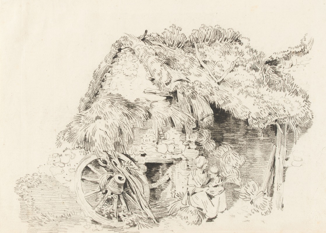 Vue d'une maison avec un toit de chaume — Sigmund Freudenberger