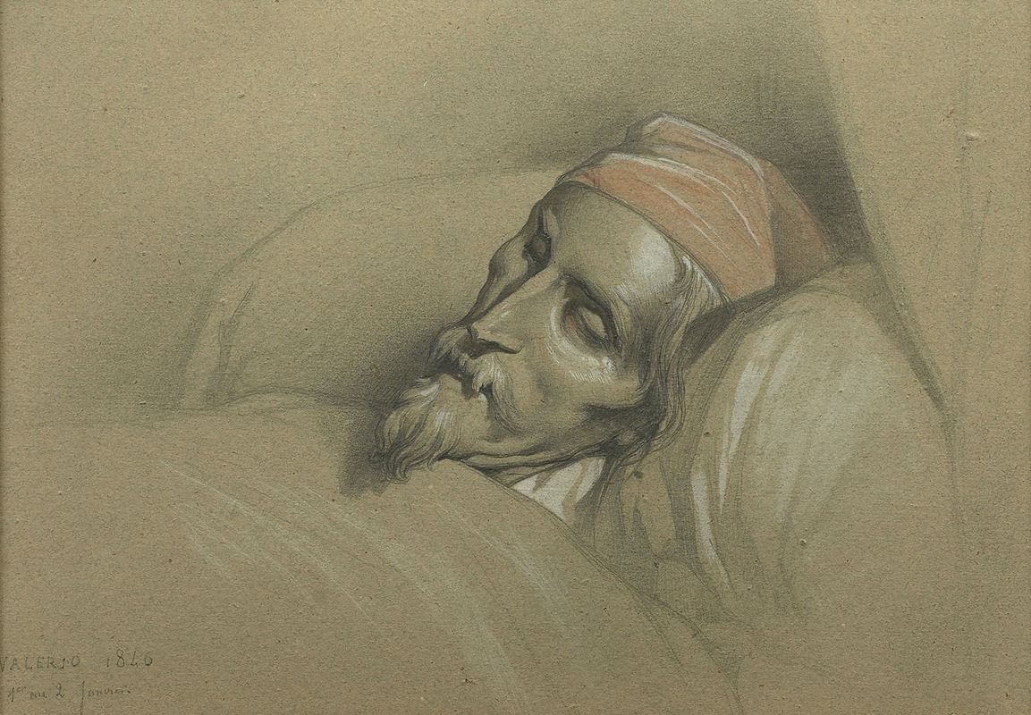 Nicolas-Toussaint Charlet sur son lit de mort — Théodore Valerio