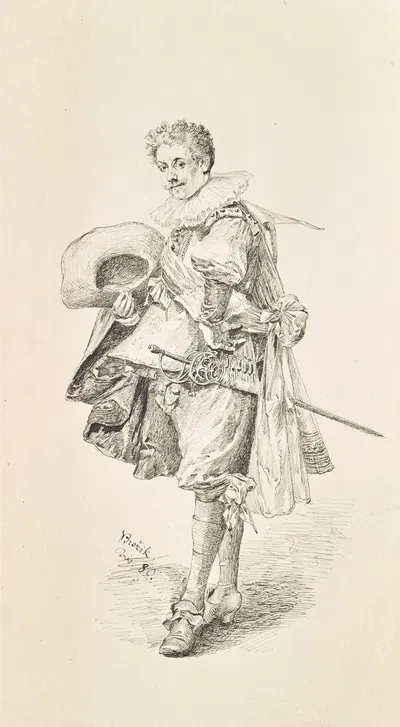Herr in Renaissance-Kostüm und Halskrause by Вацлав Броужик, 1880 — digital art print download