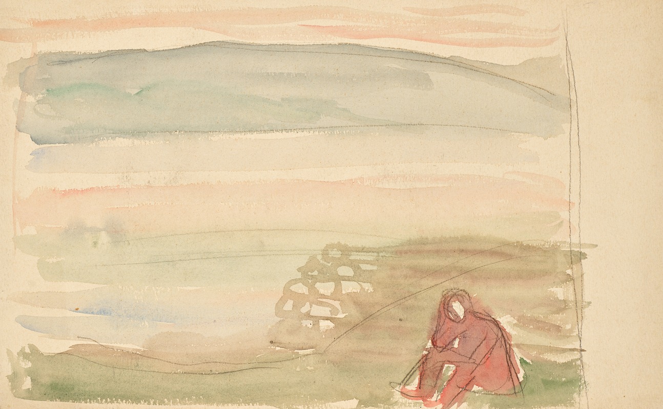 Sitzender in Landschaft by Вальтер Гамерит — digital art print download