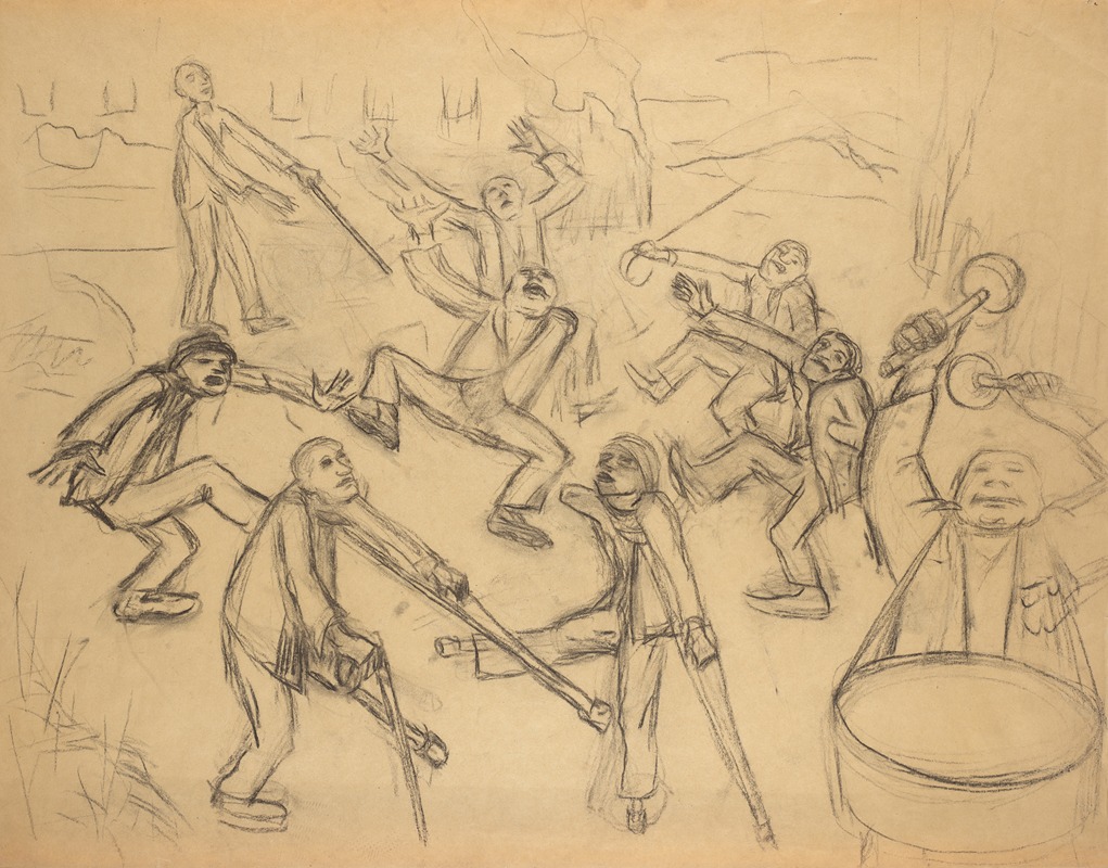 Studie zu 'Die Überlebenden' by Вальтер Гамерит, 1948 — digital art print download