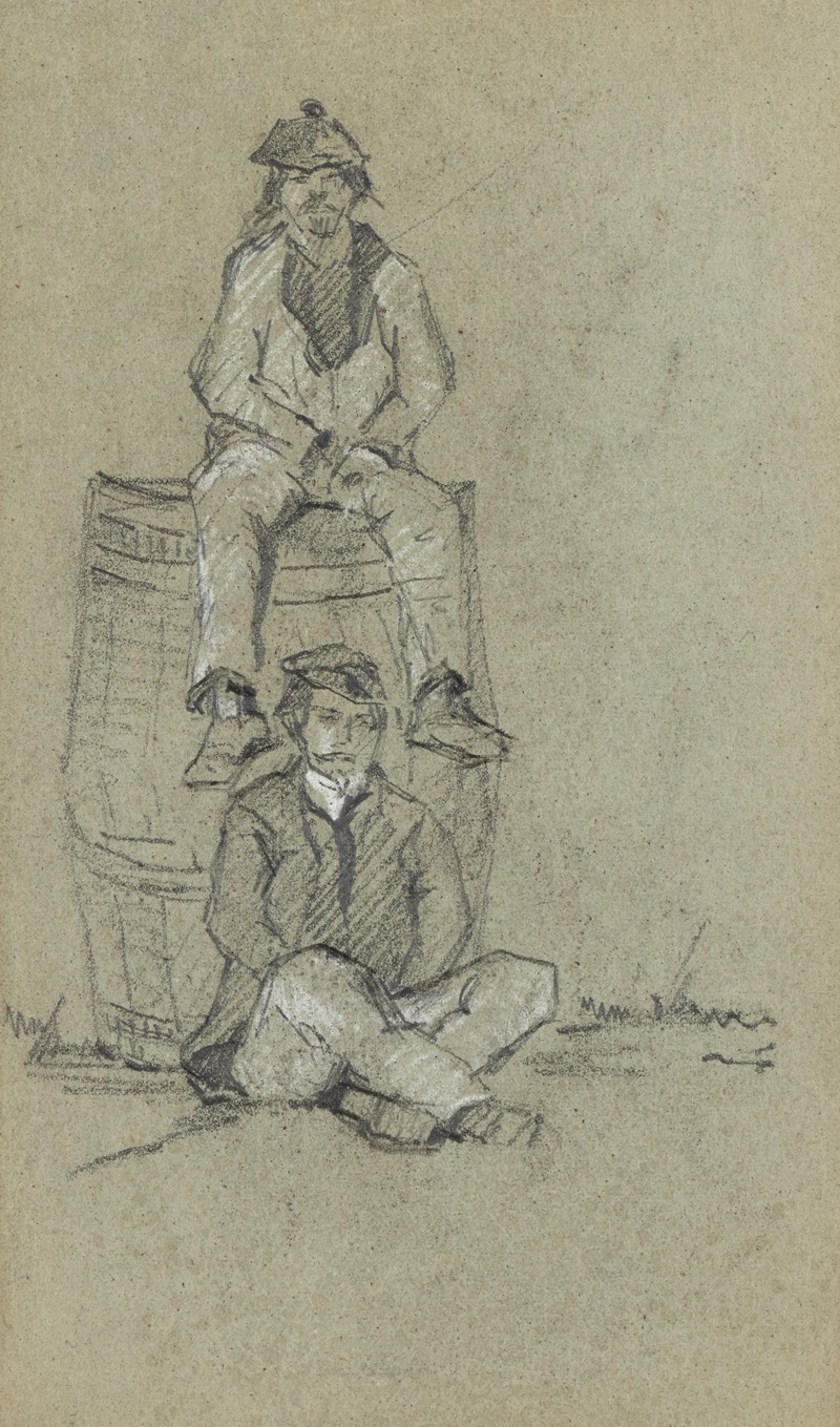 Deux hommes posant sur un tonneau — Alexandre Nozal