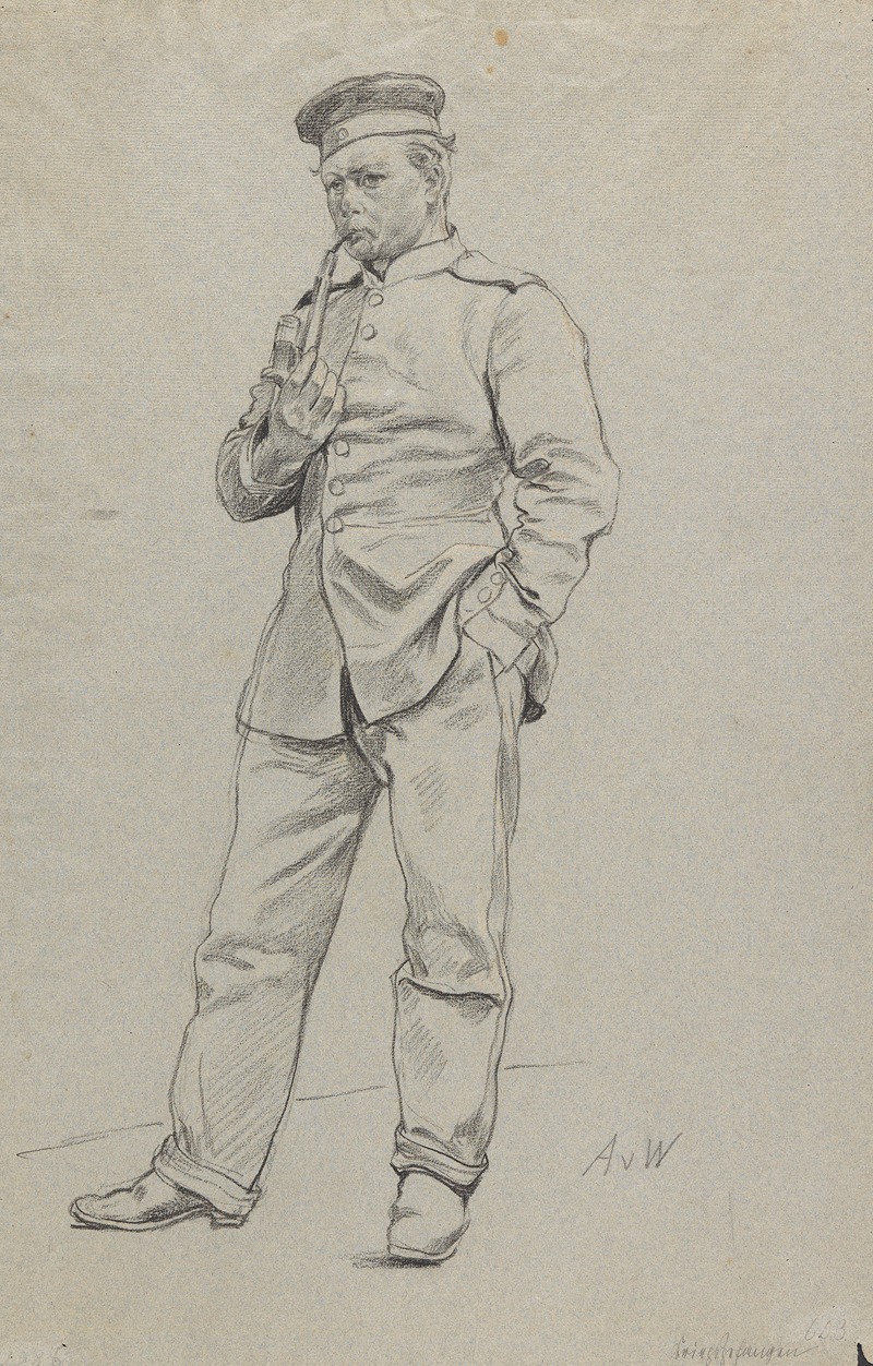 Kriegsgefangener mit Pfeife by Anton von Werner — digital art print download