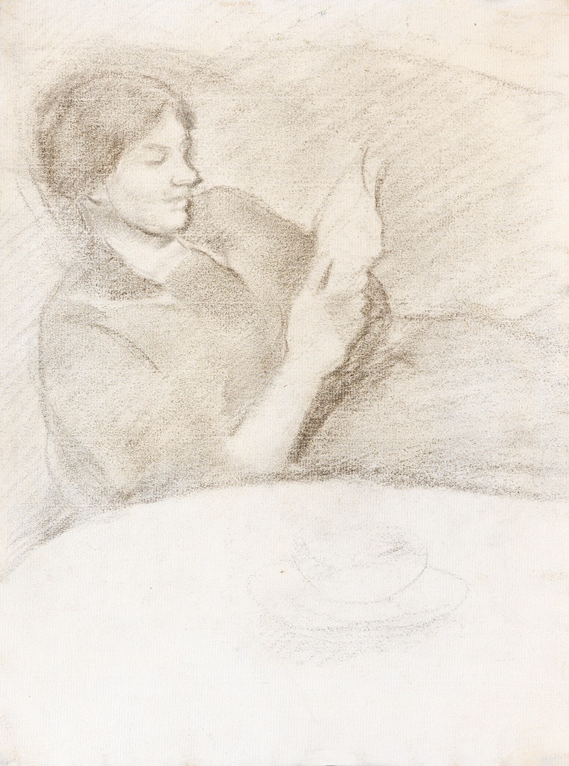 Elisabeth mit Tasse, lesend by Август Макке — digital art print download