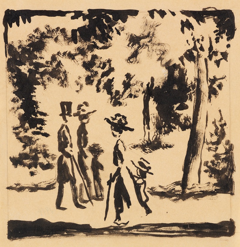 Spaziergänger im Park by Август Макке, 1912 — digital art print download