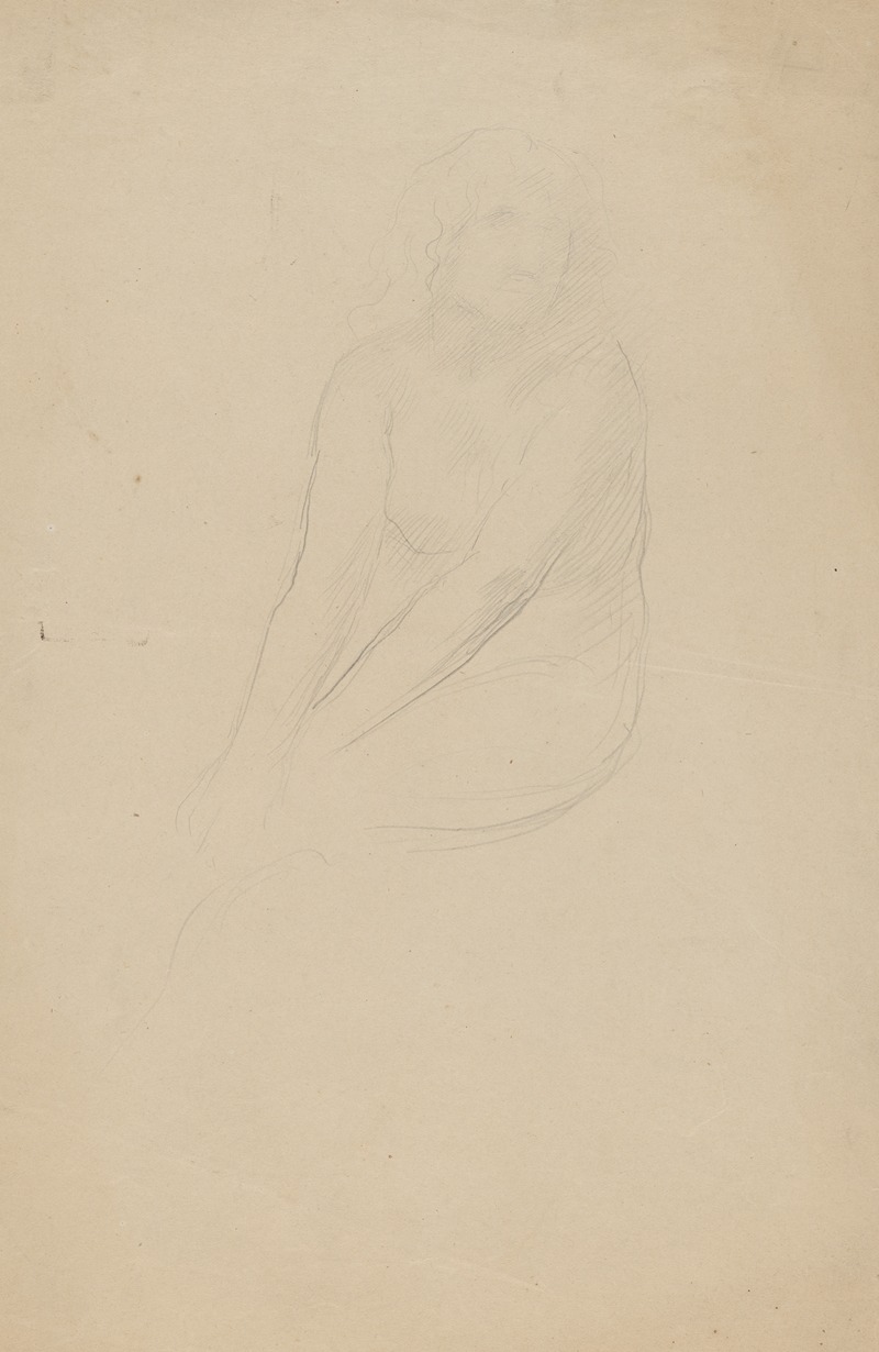 Seated female nude, body facing left, head facing right — Auguste Rodin