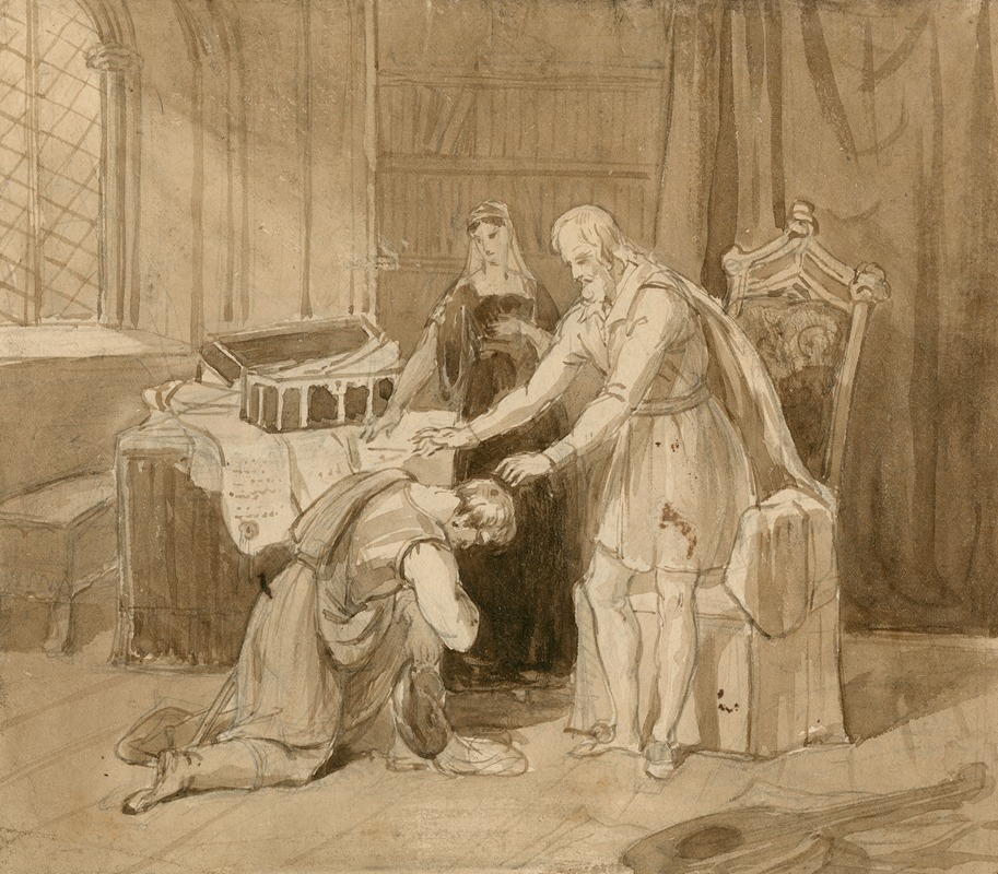 Hamlet, III, 1, Polonius blessing Laertes by Чарльз Ландсир — digital art print download