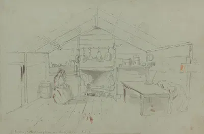 Interior of a boarding house near Nickajack Cave. by Дэвид Инглиш Хендерсон, 1857 — digital art print download