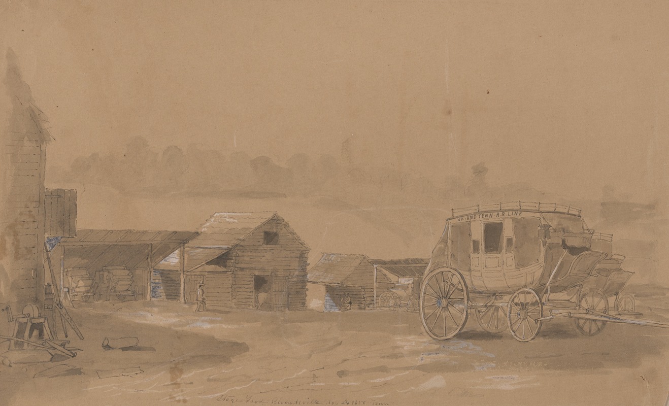 Stage yard, Blountsville. by Дэвид Инглиш Хендерсон, 1856 — digital art print download