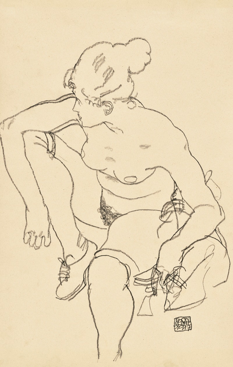 Frau Sitzend mit Schuhen by Эгон Шиле, 1917 — digital art print download