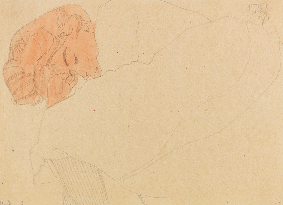 Schlafendes Mädchen (Melanie Schiele) by Эгон Шиле, 1908 — digital art print download