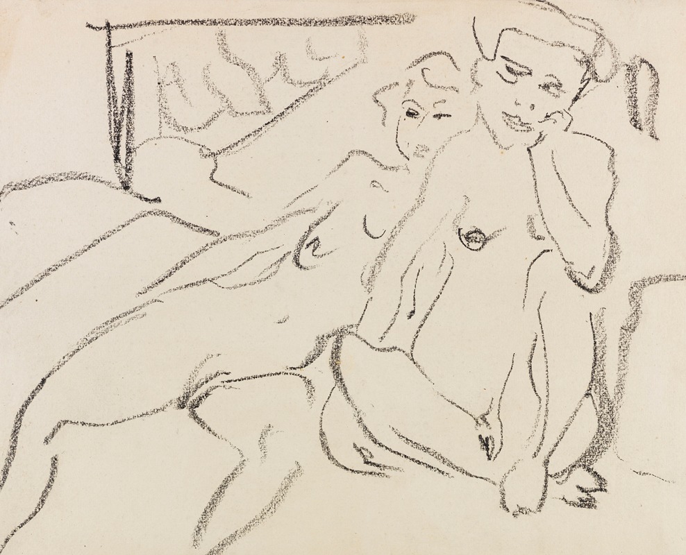 Akte im Atelier by Ernst Ludwig Kirchner, 1907 — digital art print download