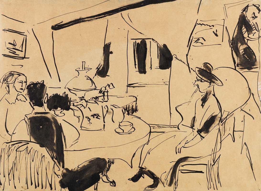 Am Kaffeetisch bei Otto Mueller by Эрнст Людвиг Кирхнер, 1911 — digital art print download