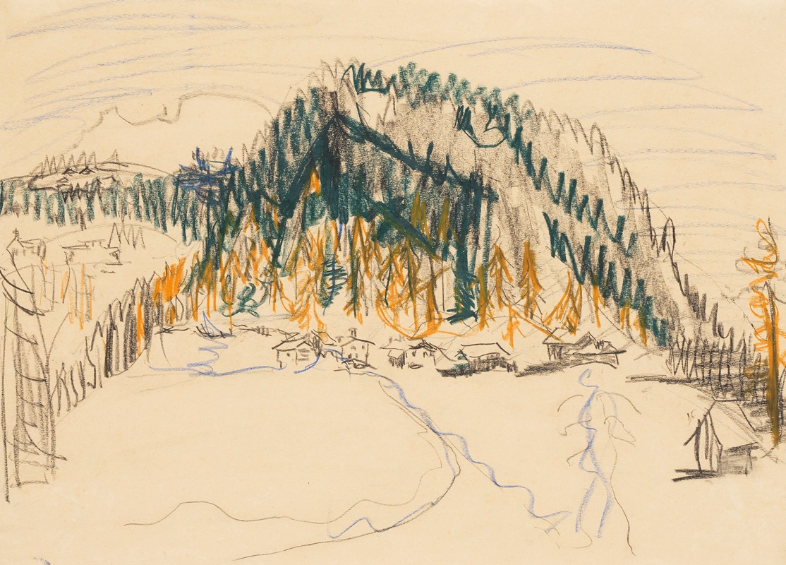 Junkerboden (Landschaft bei Davos) by Эрнст Людвиг Кирхнер, 1937 — digital art print download