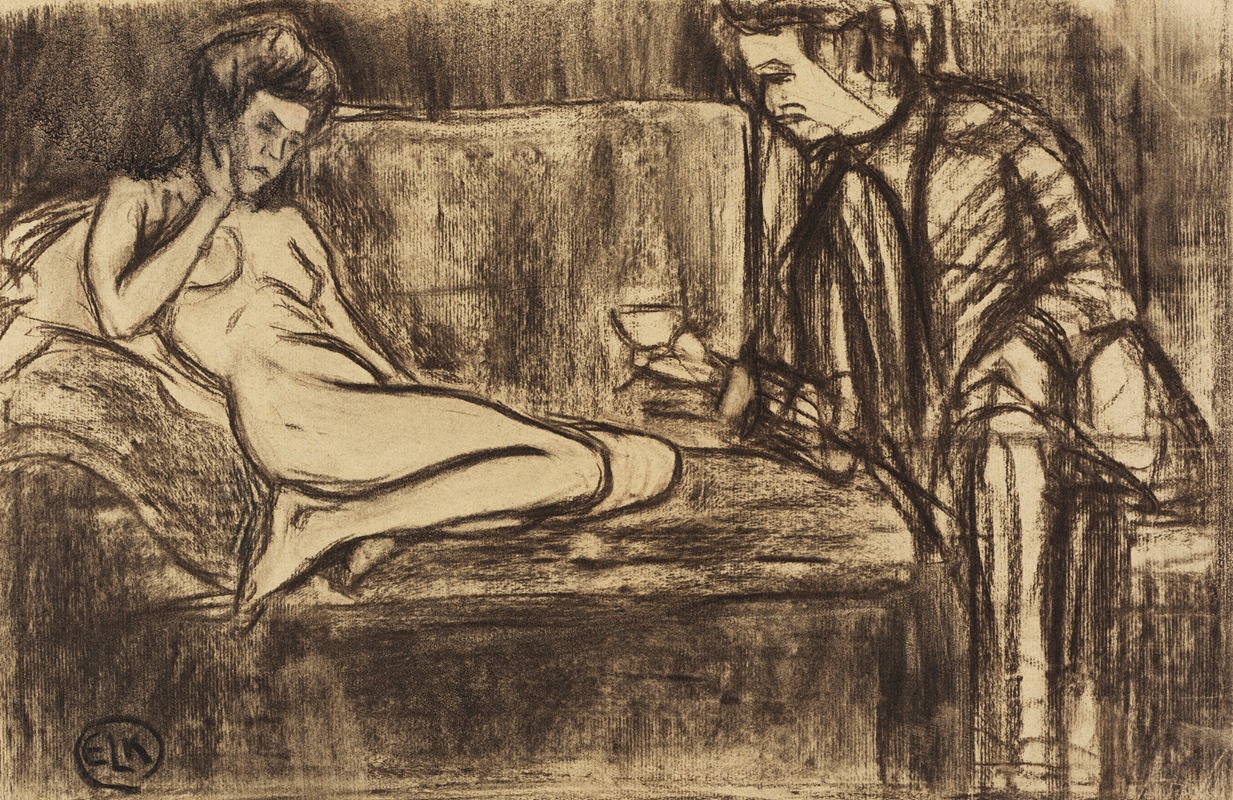 Nacktes Modell auf dem Sofa by Ernst Ludwig Kirchner, 1905 — digital art print download