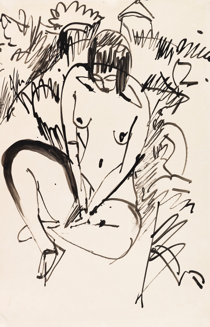 Sitzende in Dünen – Fehmarn by Ernst Ludwig Kirchner, 1912 — digital art print download