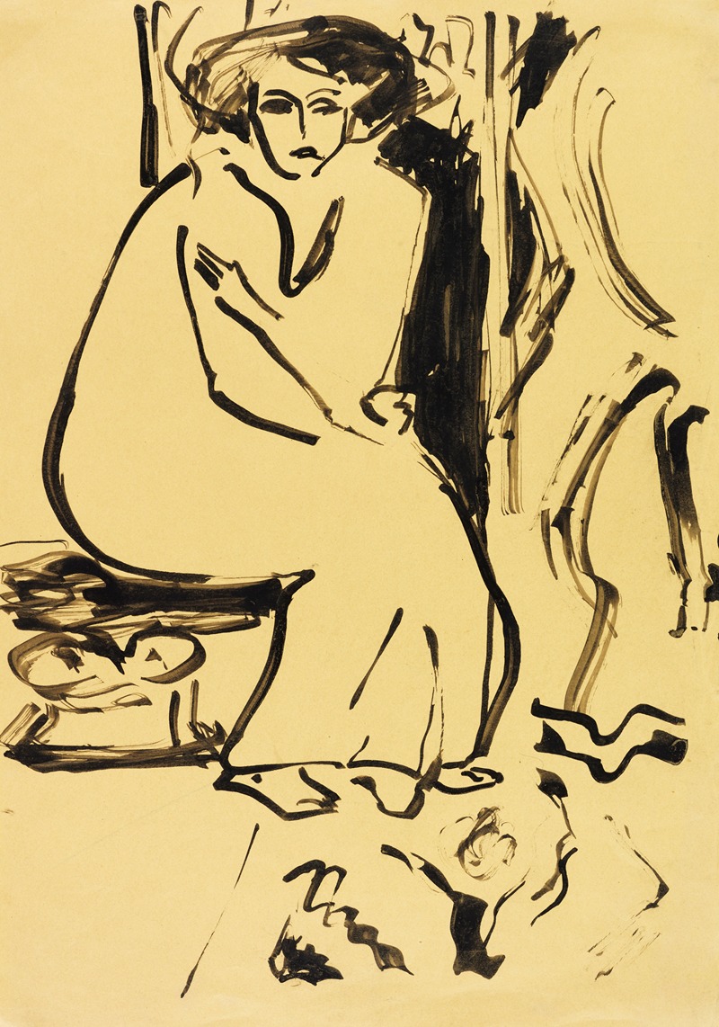 Sitzende in langem Kleid by Эрнст Людвиг Кирхнер, 1910 — digital art print download