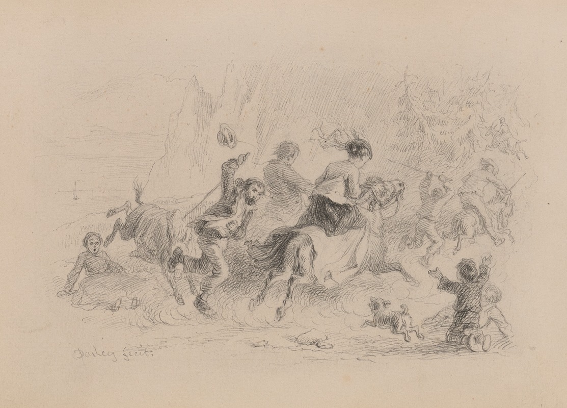 A battle in the mountains by Феликс Октавиус Карр Дарли — digital art print download