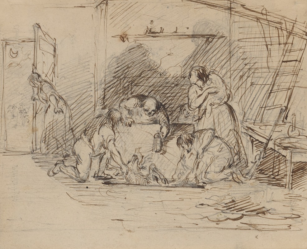 Drawing of cabin interior by Феликс Октавиус Карр Дарли, 1840 — digital art print download