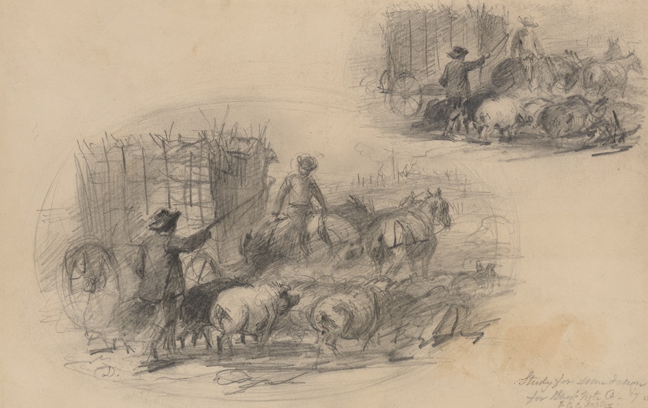 Farmer with pigs and horses — Феликс Октавиус Карр Дарли