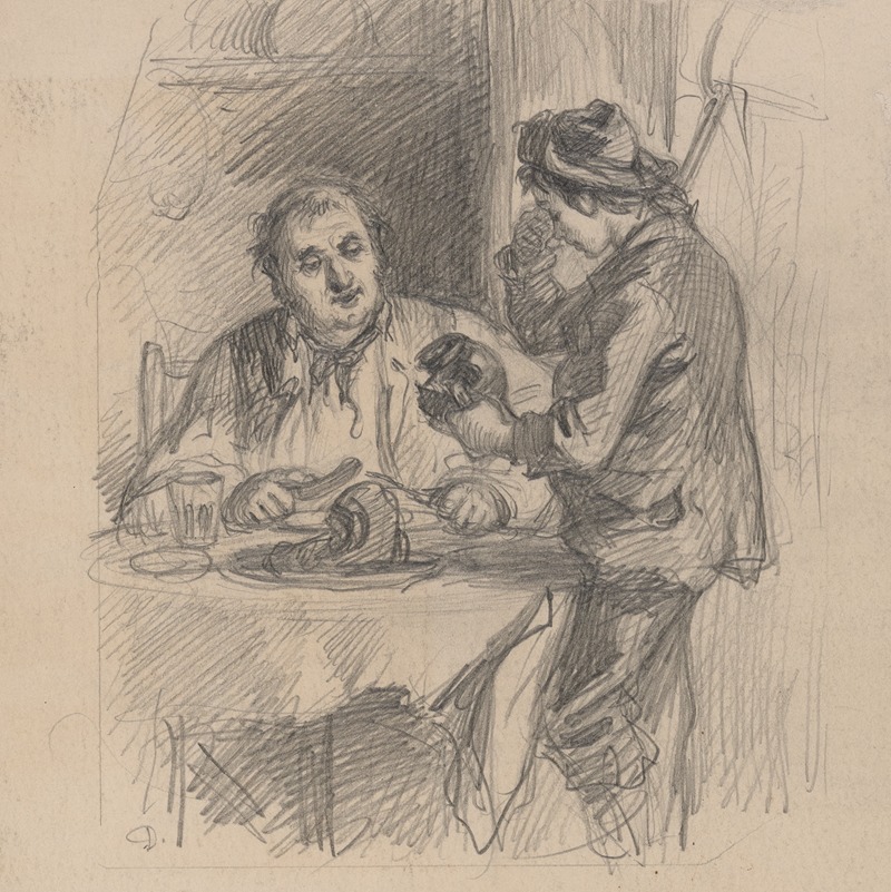 Man at dinner table and weeping boy by Felix Octavius Carr Darley — digital art print download