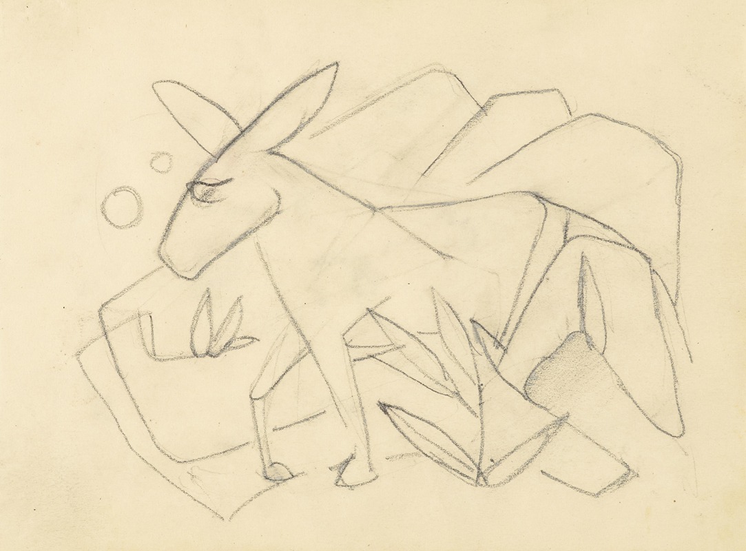 Esel in stilisierter Landschaft by Франц Марк, 1912 — digital art print download