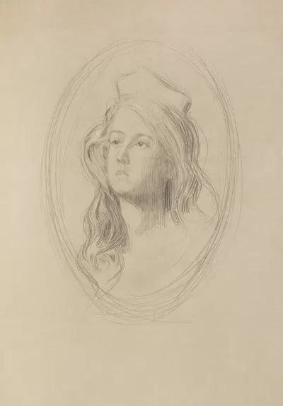 Sketch of a young woman's face. by Гарольд Имбри — digital art print download