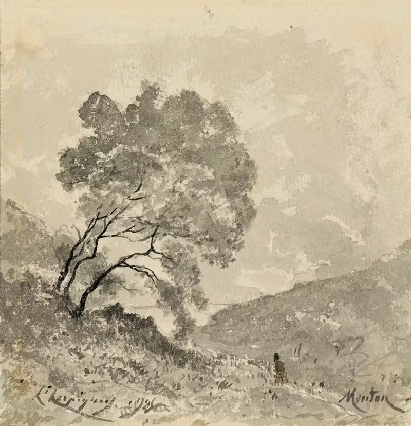 Paysage à Menton by Henri-Joseph Harpignies, 1905 — digital art print download