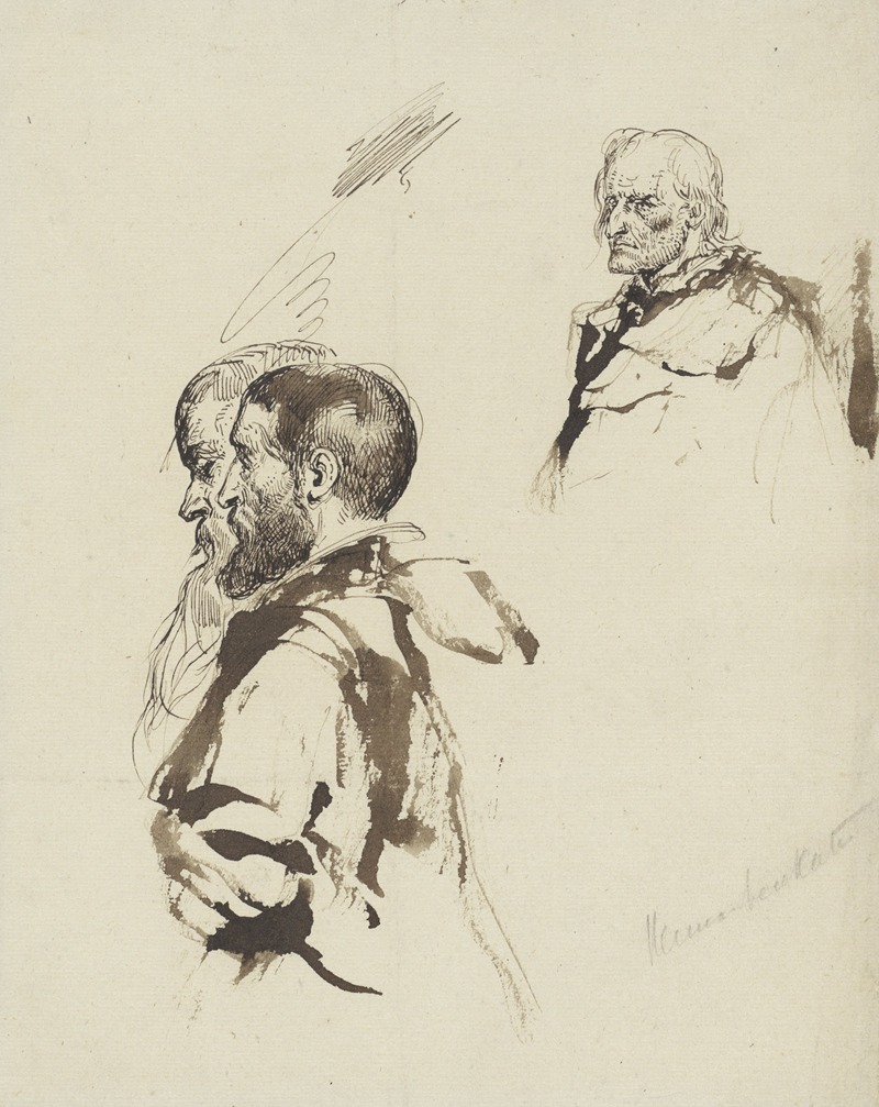 Group of two figures and an old man's head — Herman Frederik Carel Ten Kate