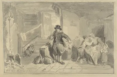 Interior with a fishing family by Герман Фредерик Карел Тен Кейт, 1847 — digital art print download