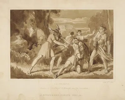 A midsummer night's dream, Quince; O monstrous! by Джон Джеймс Шалон, 1831 — digital art print download