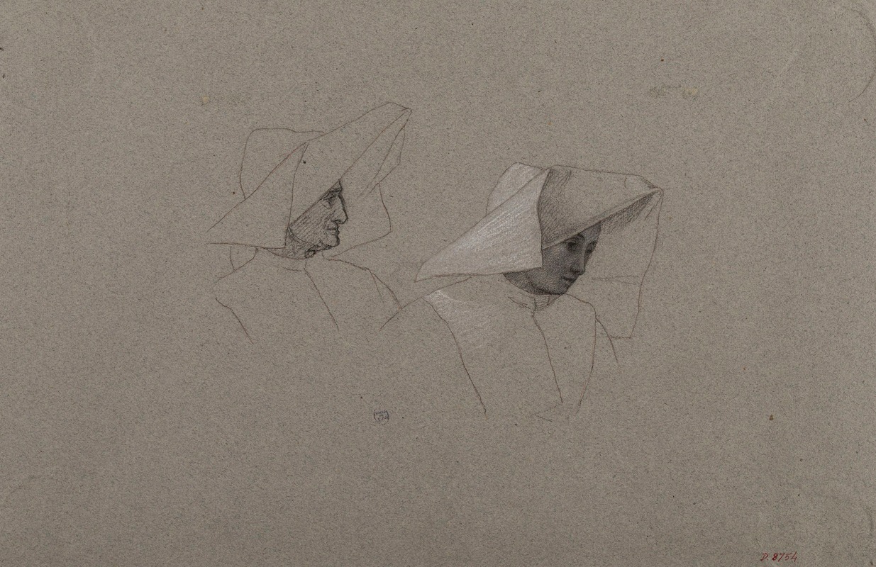 Têtes de deux religieuses by Жюль Ришом — digital art print download