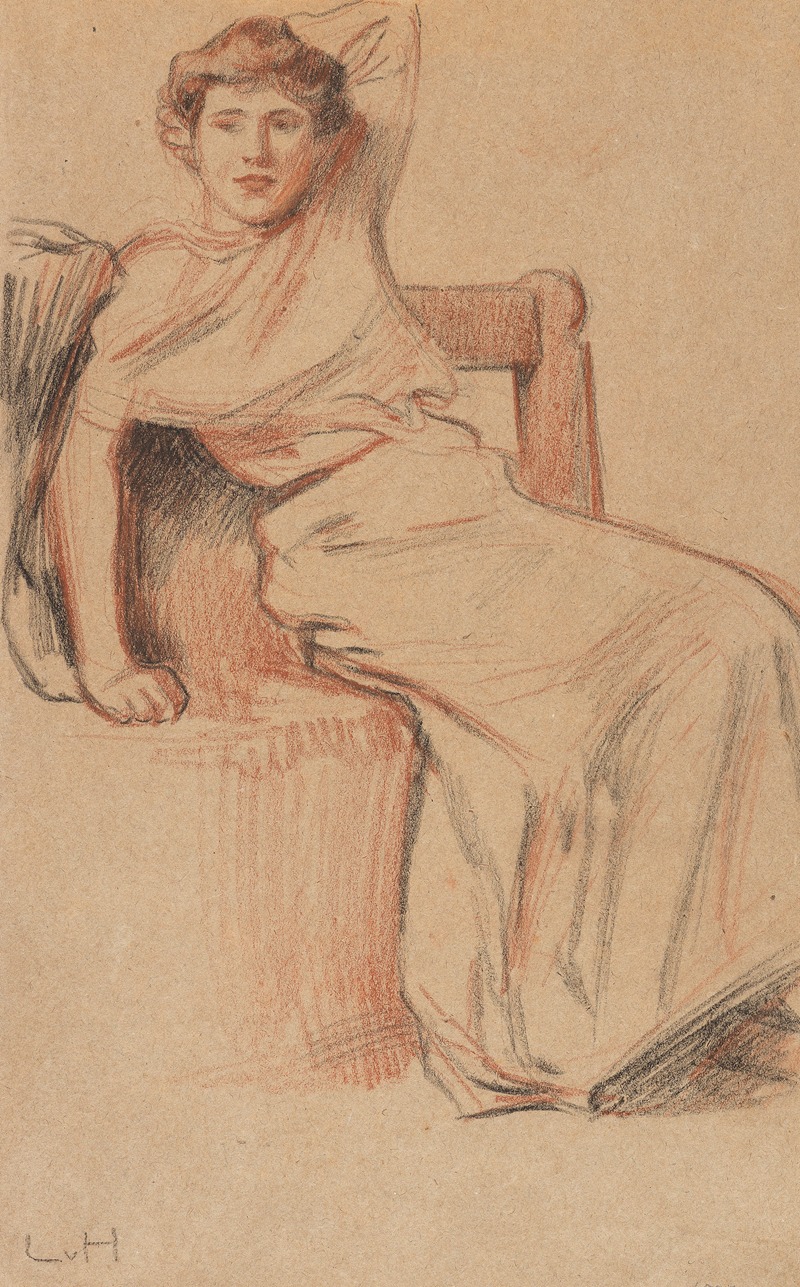 Bildnis einer sitzenden Dame by Людвиг фон Хофман — digital art print download