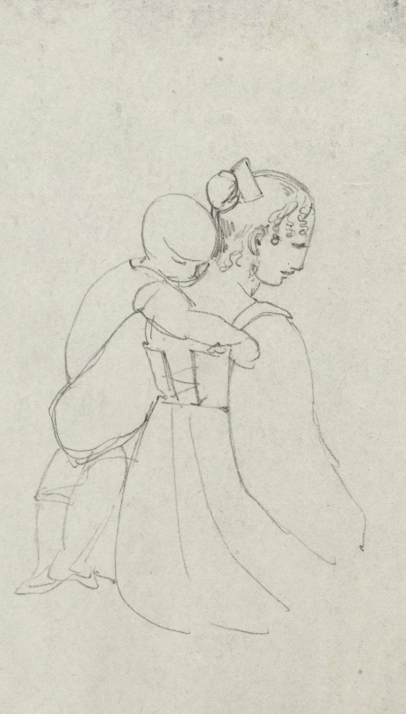 Enfant appuyé sur l'épaule de sa mère — René Marjolin