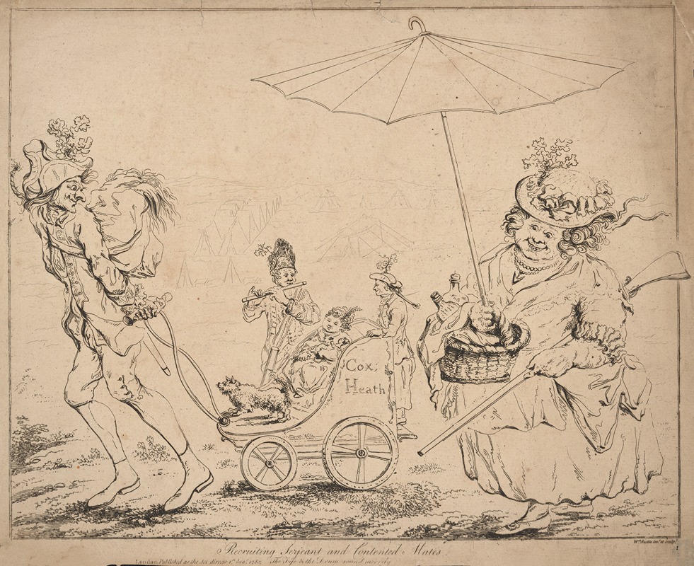 Recruiting serjeant and contented mates. by Уильям Остин, 1780 — digital art print download