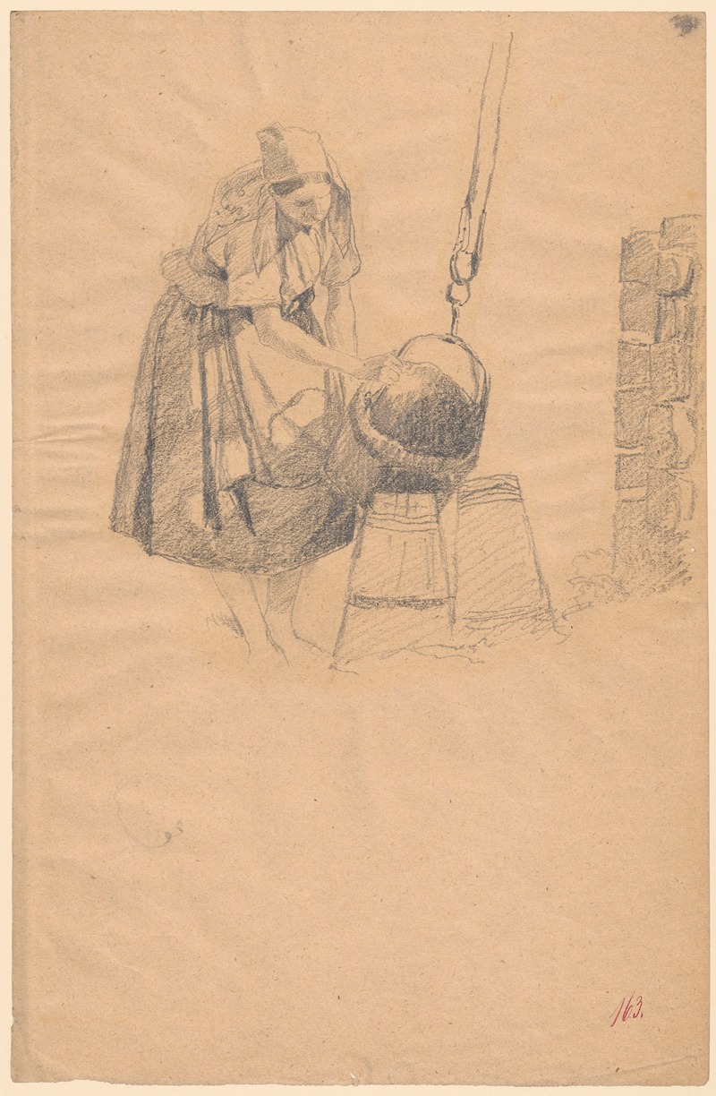 Woman making butter by Адольф Дресслер, 1850-1881 — digital art print download