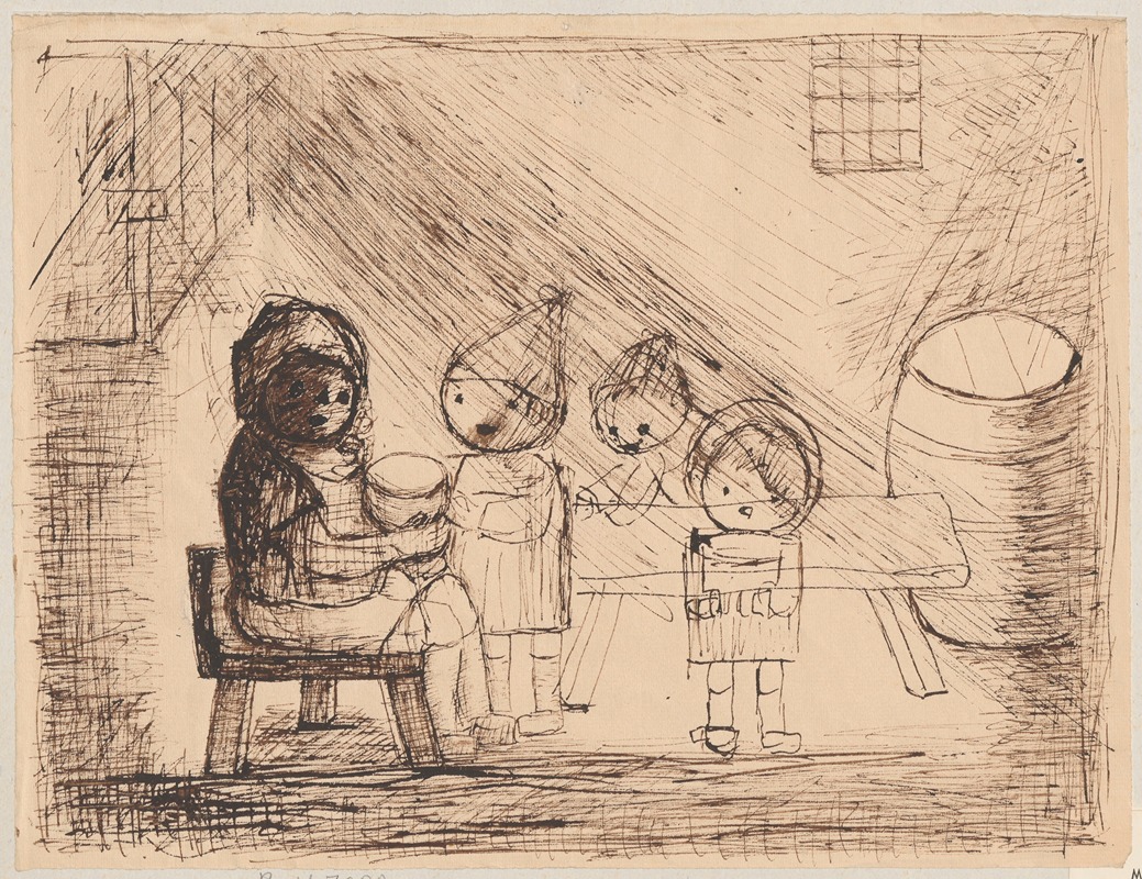 Dzieci w piwnicy by Тадеуш Маковский, 1932 — digital art print download
