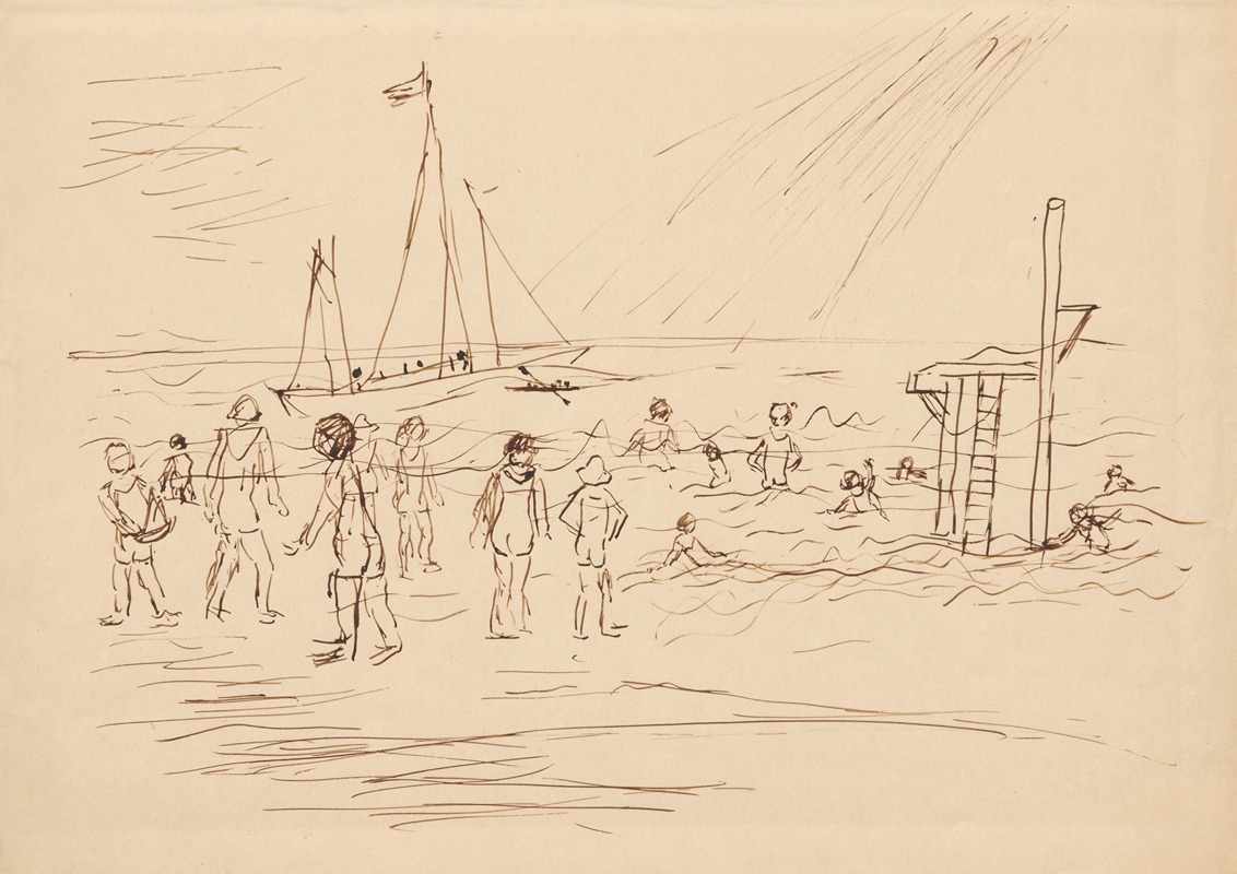 Na plaży w La Rochelle by Тадеуш Маковский, 1931 — digital art print download