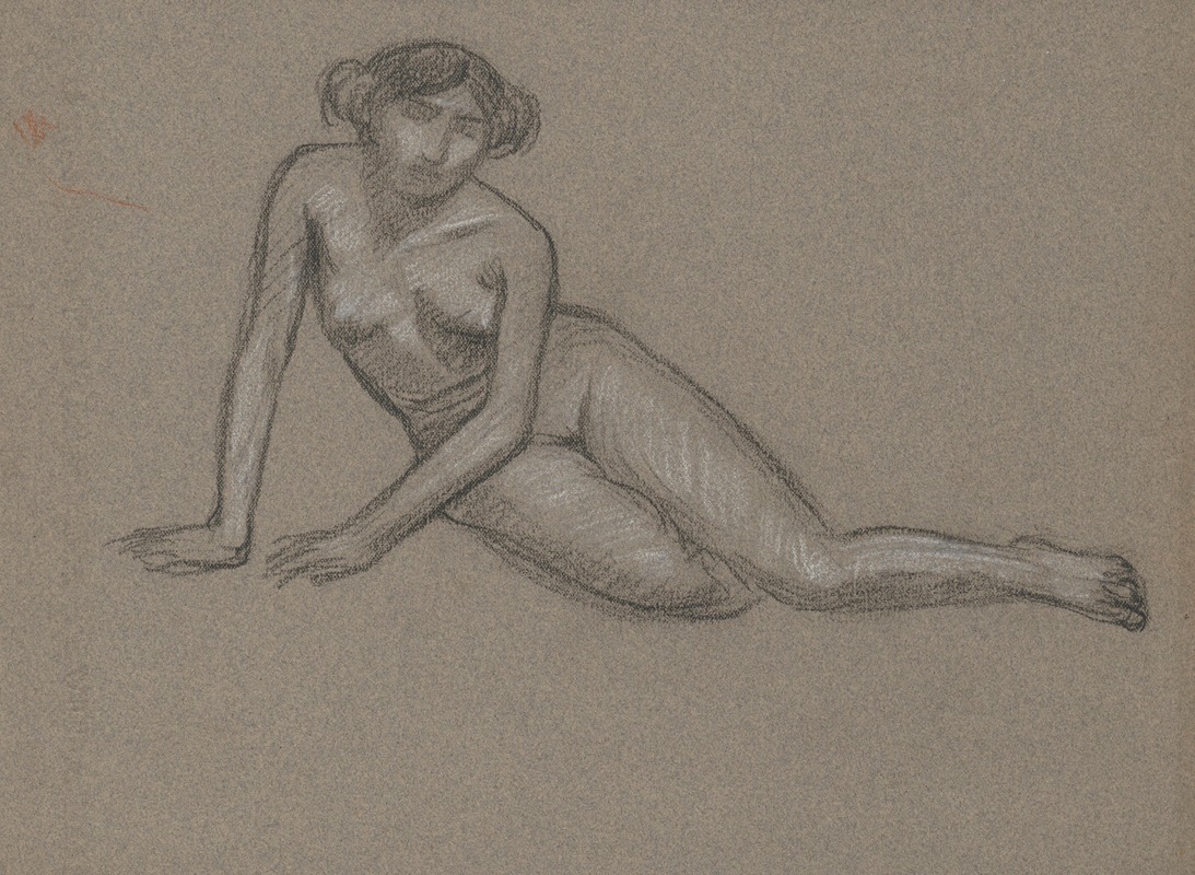 Studium aktu kobiety leżącej by Тадеуш Маковский, 1908 - 1910 — digital art print download