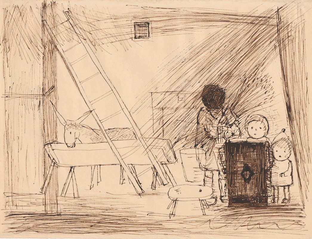 Troje dzieci w stajni — Tadeusz Makowski