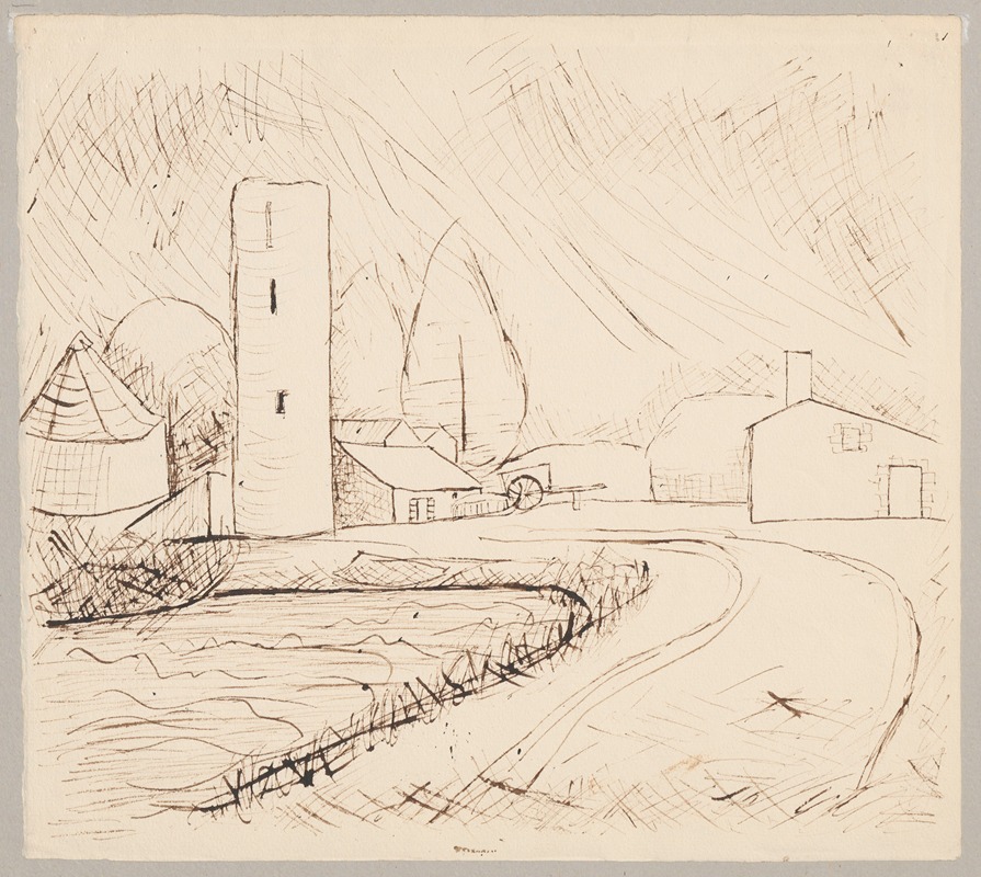 Widok wsi z zakręcającą drogą by Тадеуш Маковский, 1932 — digital art print download