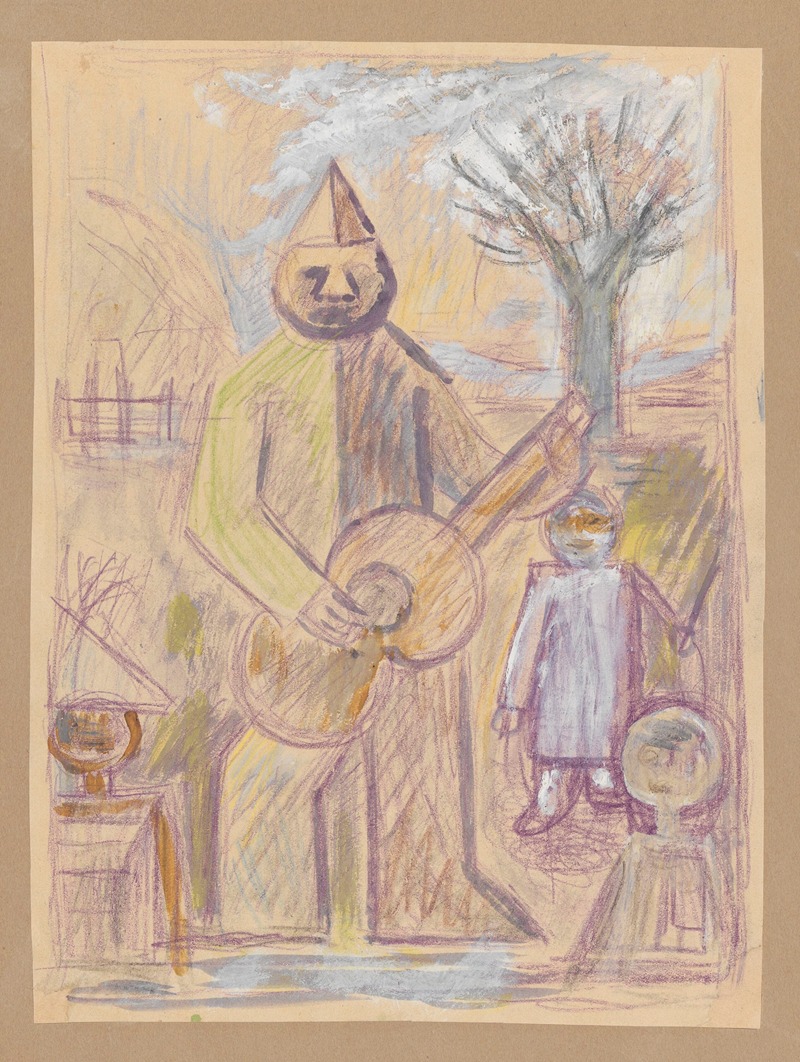 Man with a guitar by Zygmunt Waliszewski, 1935 — digital art print download