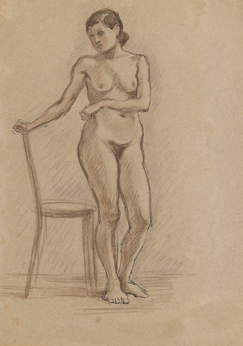Nude standing beside a chair — Зигмунт Валишевский