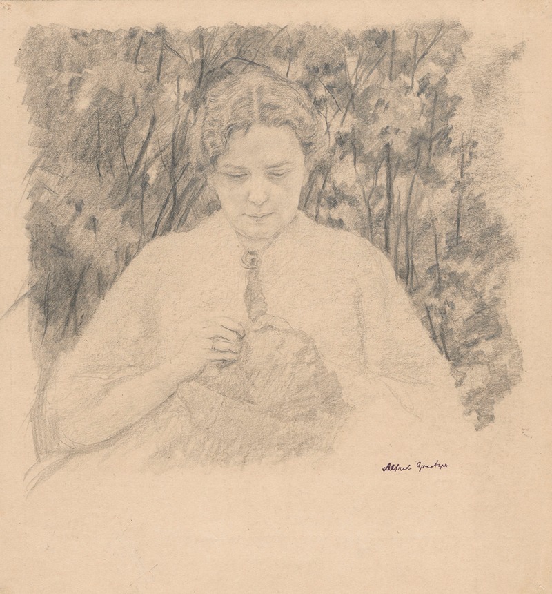 Embroidering woman by Альфред Гратцер, 1900 — digital art print download